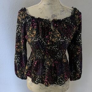 No Boundaries Purple and Green Off the Shoulder Puff Sleeve Blouse